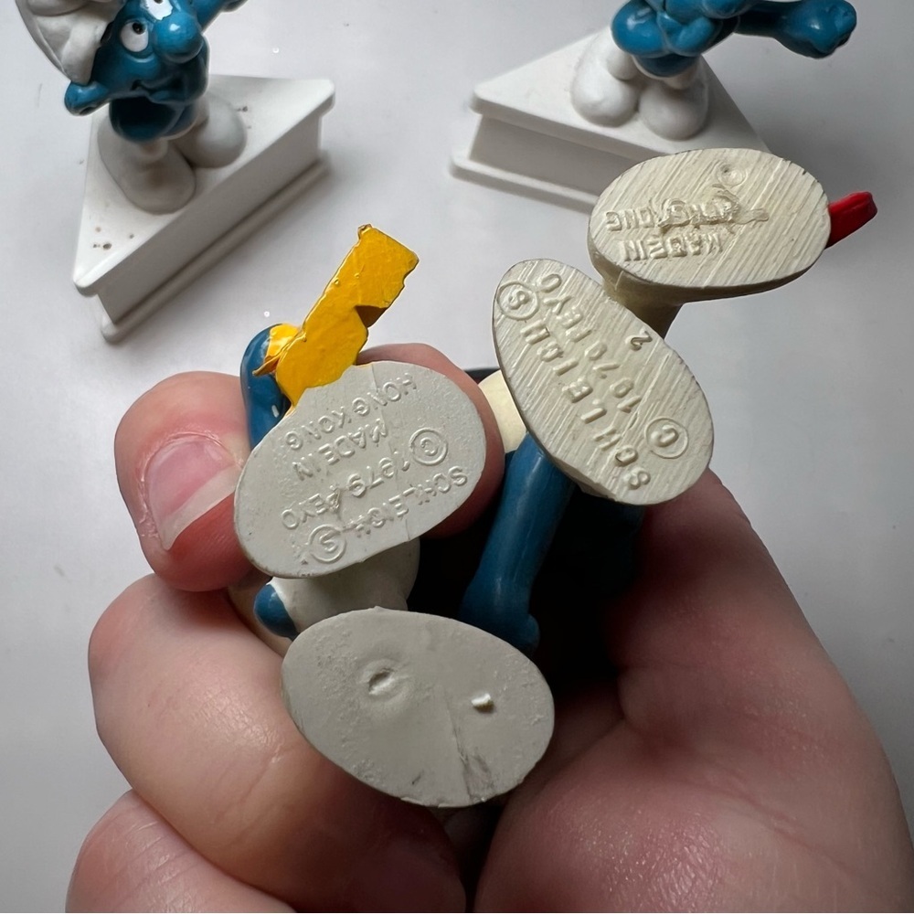 Vintage Smurf figures 5 lot 1970s 1980s Car, Barber, Chain Saw, - Picture 3 of 6